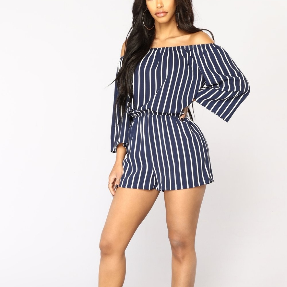 Dressy|Casual| off the shoulder blue romper